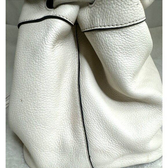 DKNY White Leather Drawstring Shoulder Bag With Tassels - Picture 4 of 15
